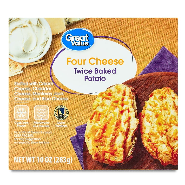 Great Value Four Cheese Frozen Twice Baked Potatoes 10 oz Cheesy