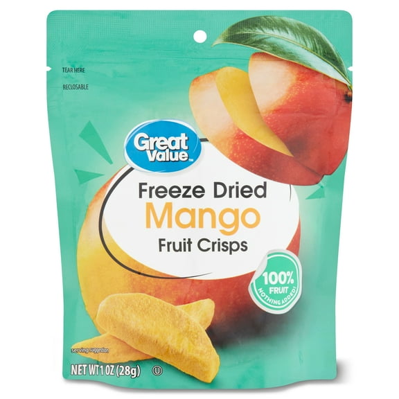 Great Value Freeze Dried Sliced Mango Fruit Crisps 1.0 oz.