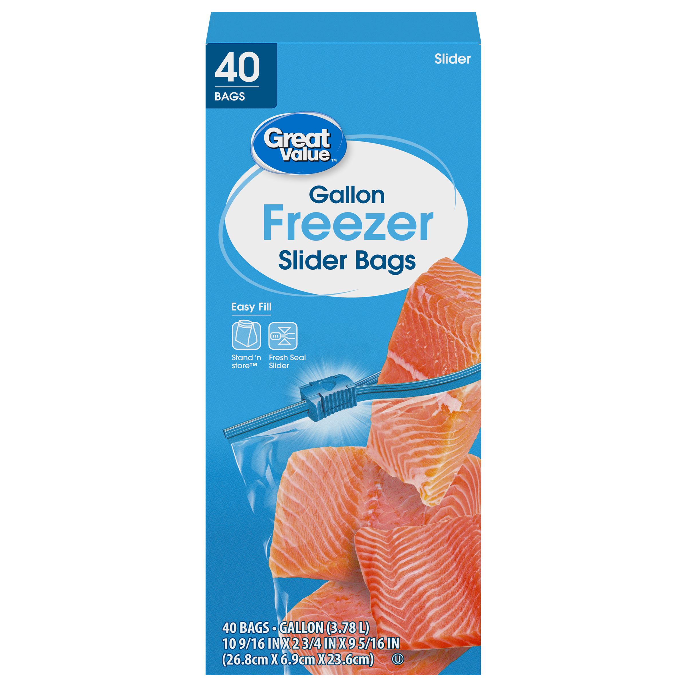 Great Value Freezer Guard Slider Zipper Bags, Gallon Freezer, 40 Count - image 1 of 6