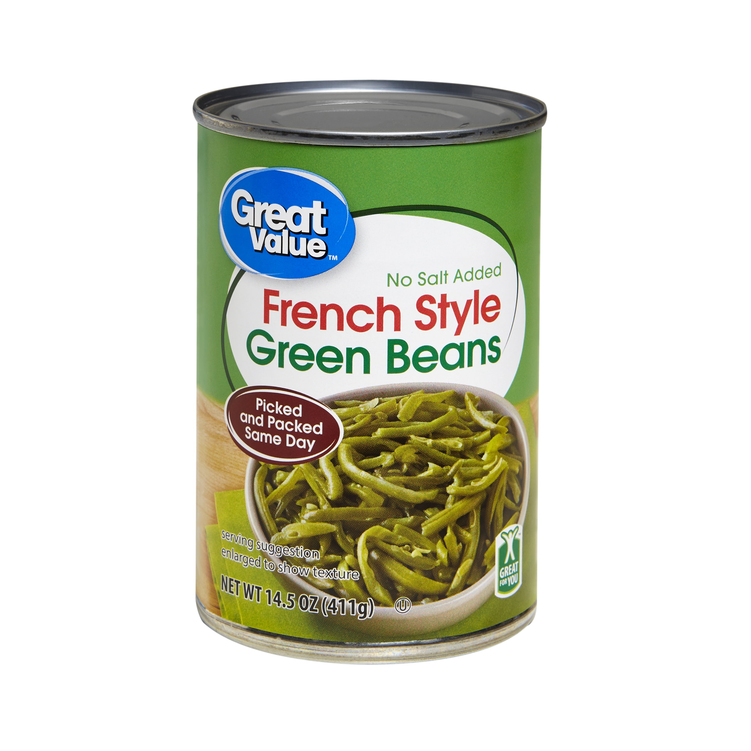 Great Value French Style Green Beans, Canned Green Beans, 14.5 oz Can