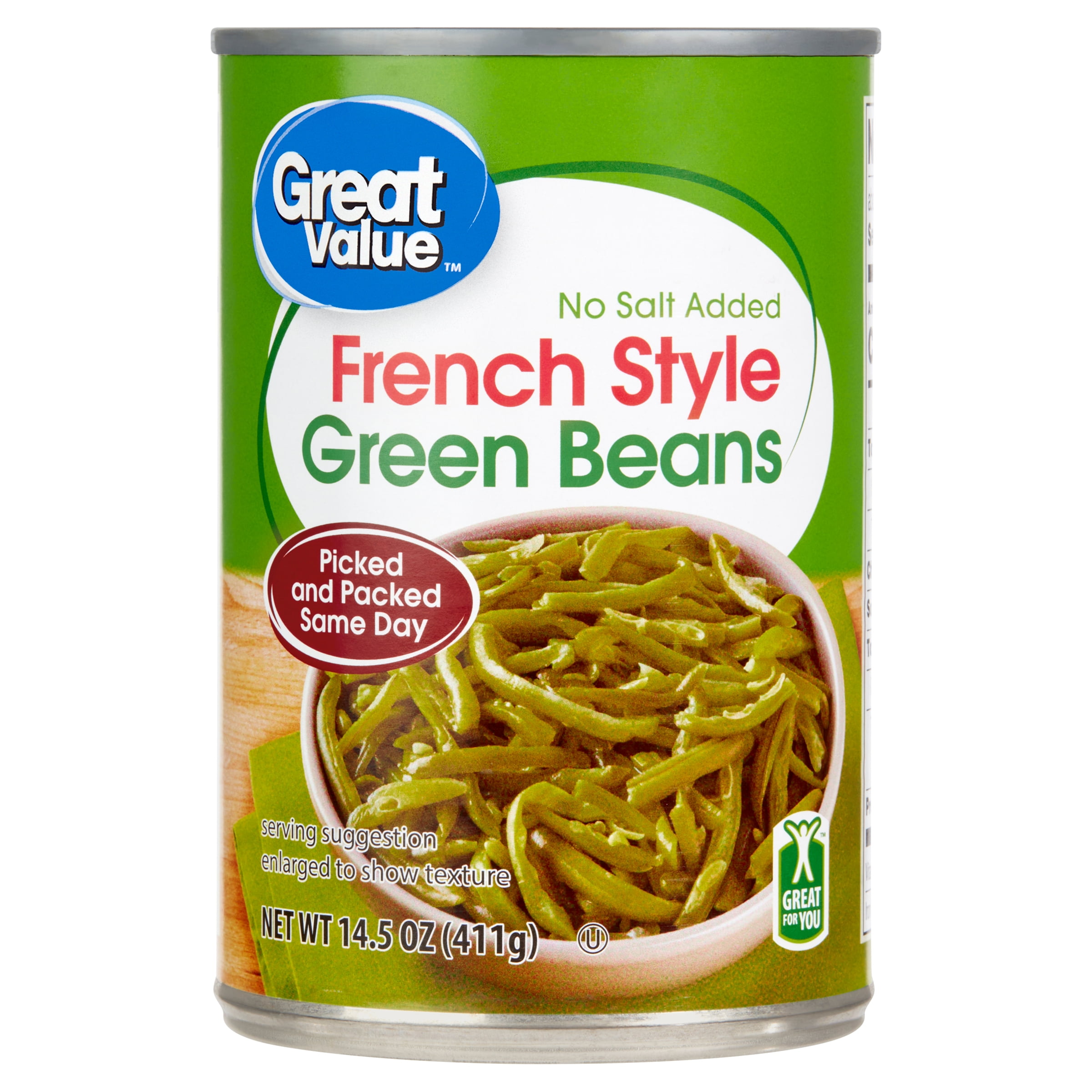 Great Value French Style Green Beans, Canned Green Beans, 14.5 oz Can