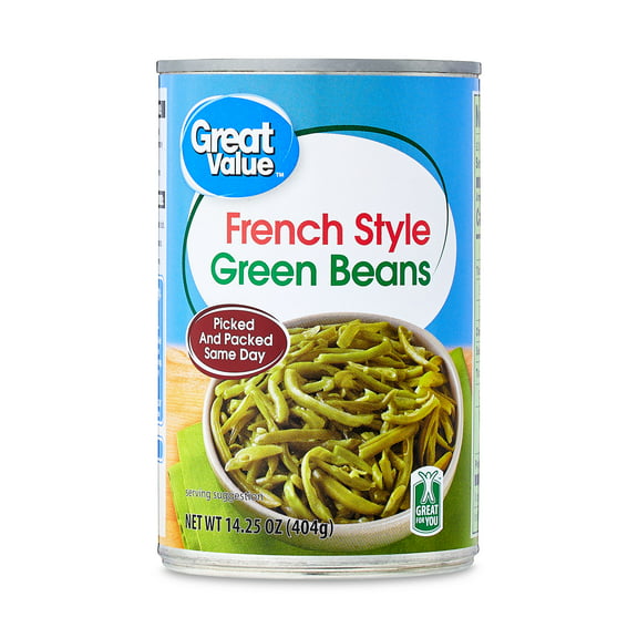 Great Value French-Style Green Beans, Gluten-Free, 14.5 oz Can