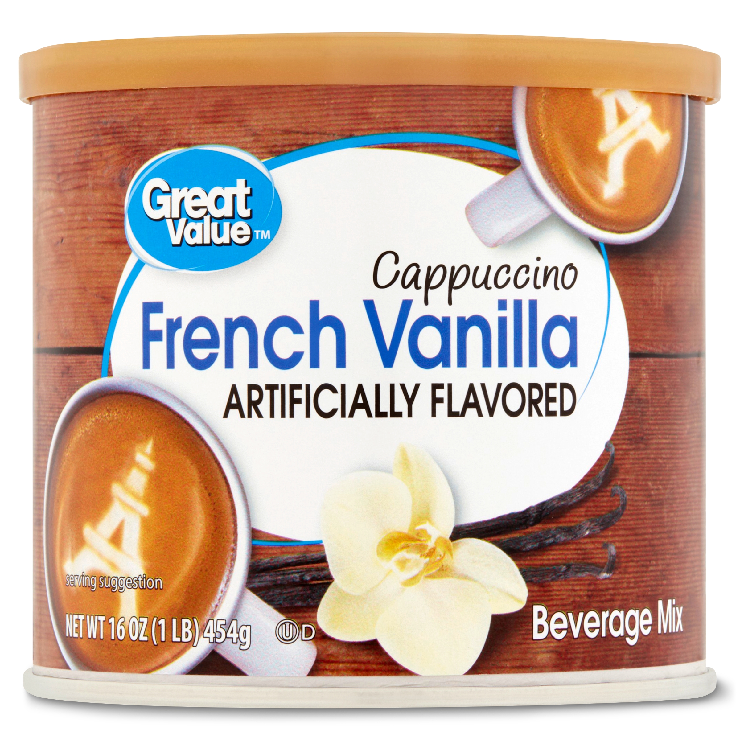 Great Value French Vanilla Cappuccino Coffee House Beverage Drink Mix, 16 oz Canister - image 1 of 9