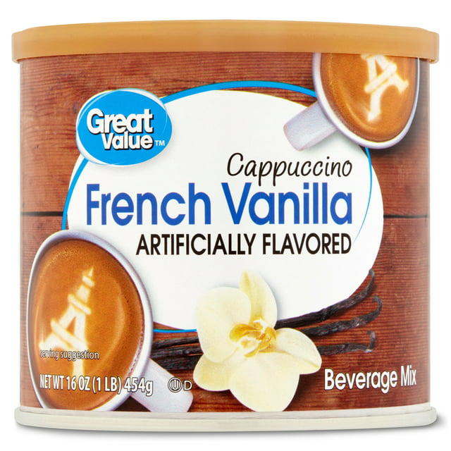 Great Value French Vanilla Cappuccino Coffee House Beverage Drink Mix, 16 oz Canister