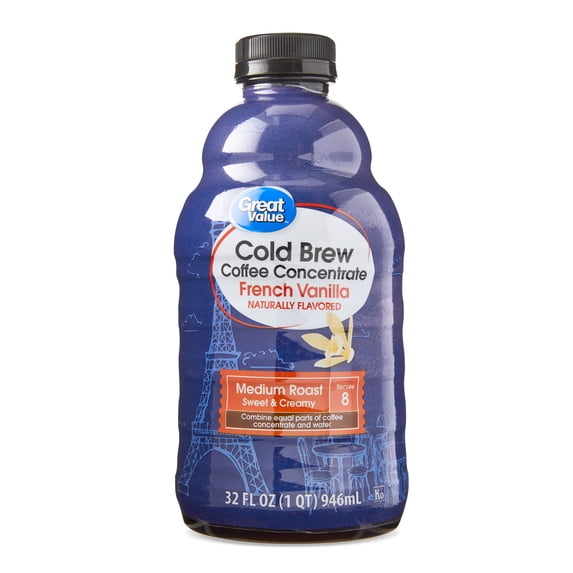 Great Value French Vanilla Cold Brew Coffee Concentrate, 32 fl oz