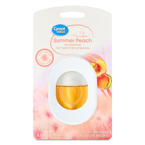 Great Value Fresh N' Small Air Freshener, Summer Peach Scent, 0.25 oz Liquid