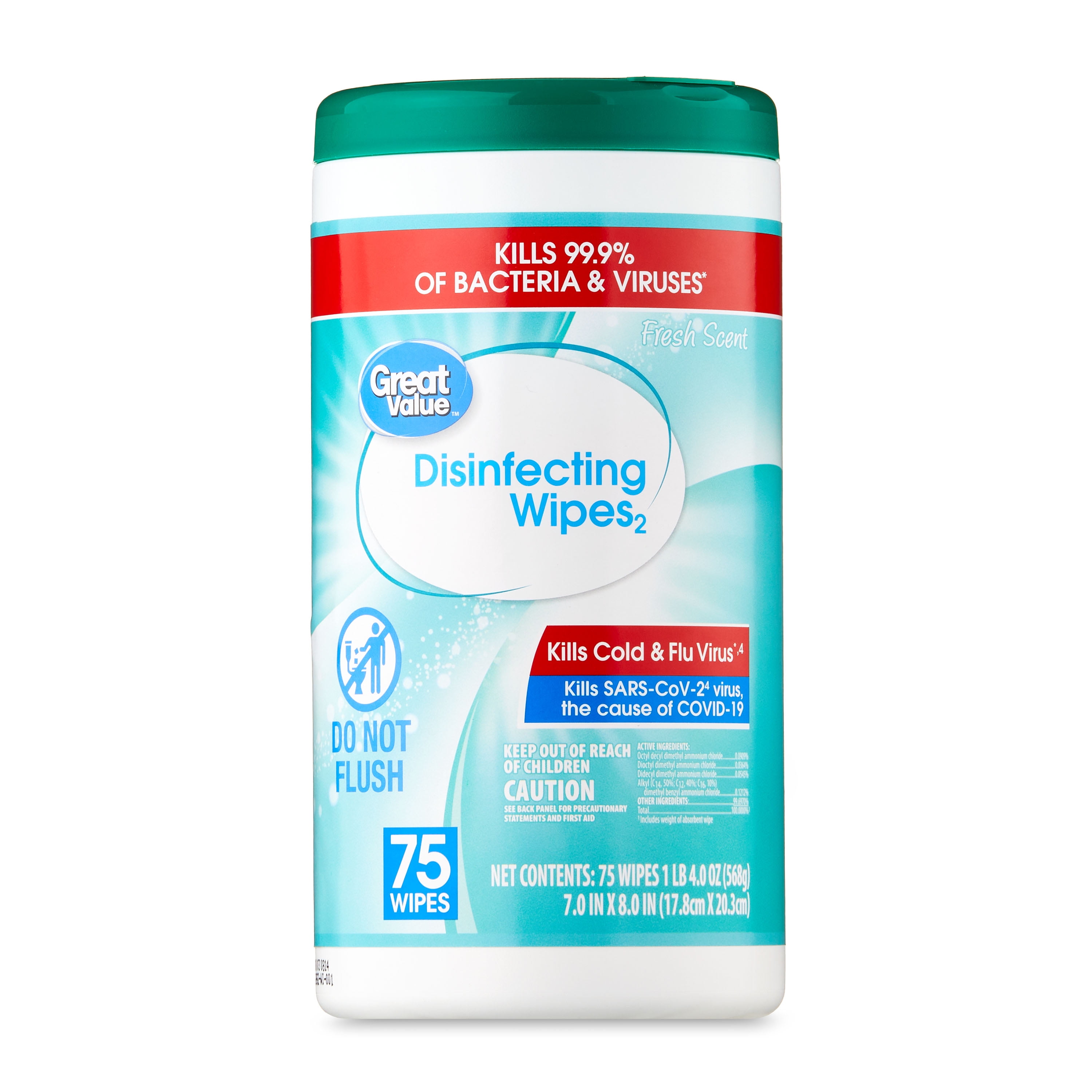 Great Value Disinfecting Wipes, Fresh Scent, 75 Count