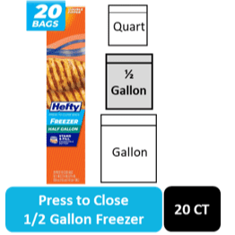 Great Value Fresh Seal Double Zipper Gallon Freezer Bags Value Pack, 30 count
