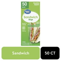 Great Value Fresh Seal Double Zipper Sandwich Bags, 50 Count