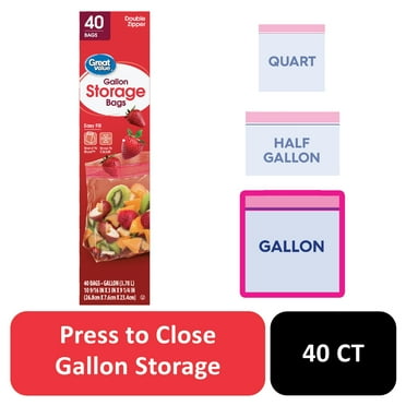 Great Value Fresh Seal Double Zipper Storage Bags, Gallon, 40 Count