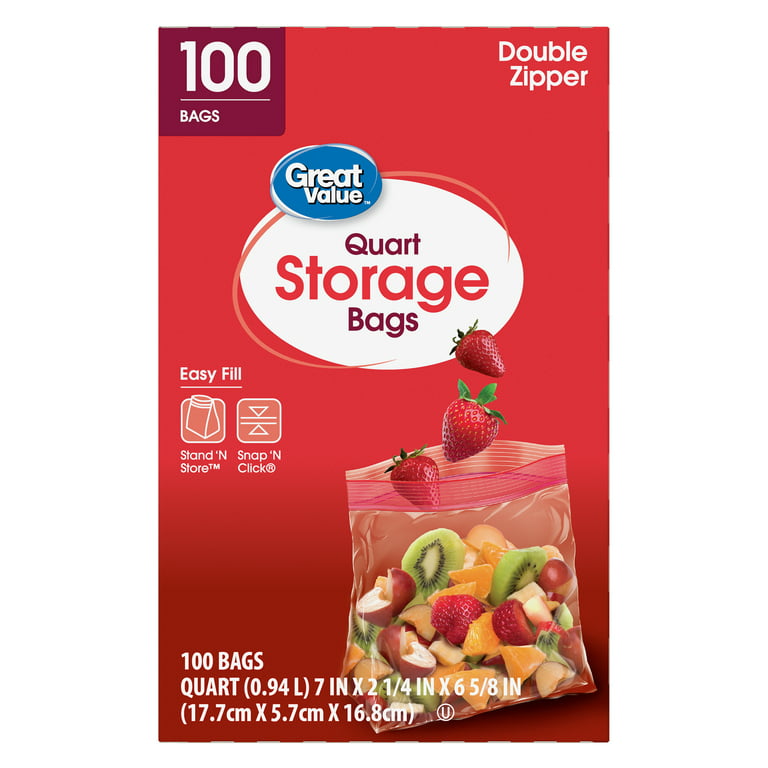 Great Value Zipper Square Snack 100 Bags : Health & Household