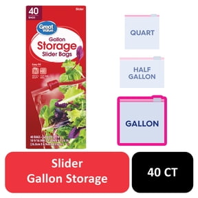 Great Value Fresh Seal Slider Zipper Storage Bags, Gallon, 40 Count