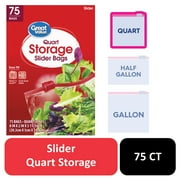 Great Value Fresh Seal Slider Zipper Bags, Quart Storage, 75 Count