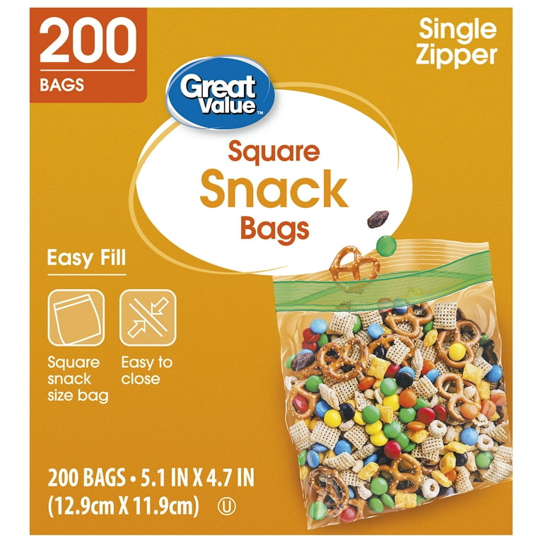 Great Value Fresh Seal Zipper Square Snack Bags 200 Count Walmart