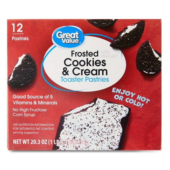 Great Value Frosted Cookies & Cream Toaster Pastries, 20.3 oz, 12 Count