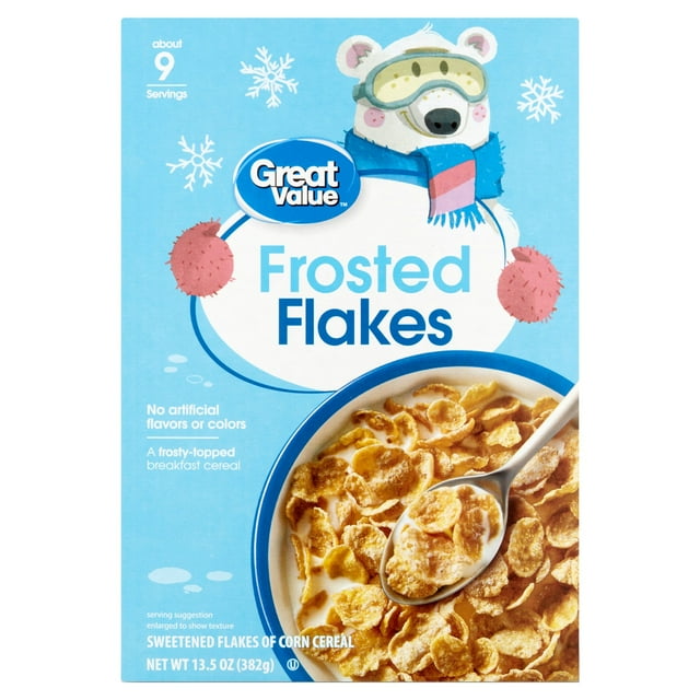 Great Value Frosted Flakes, Breakfast Cereal,13.5 oz