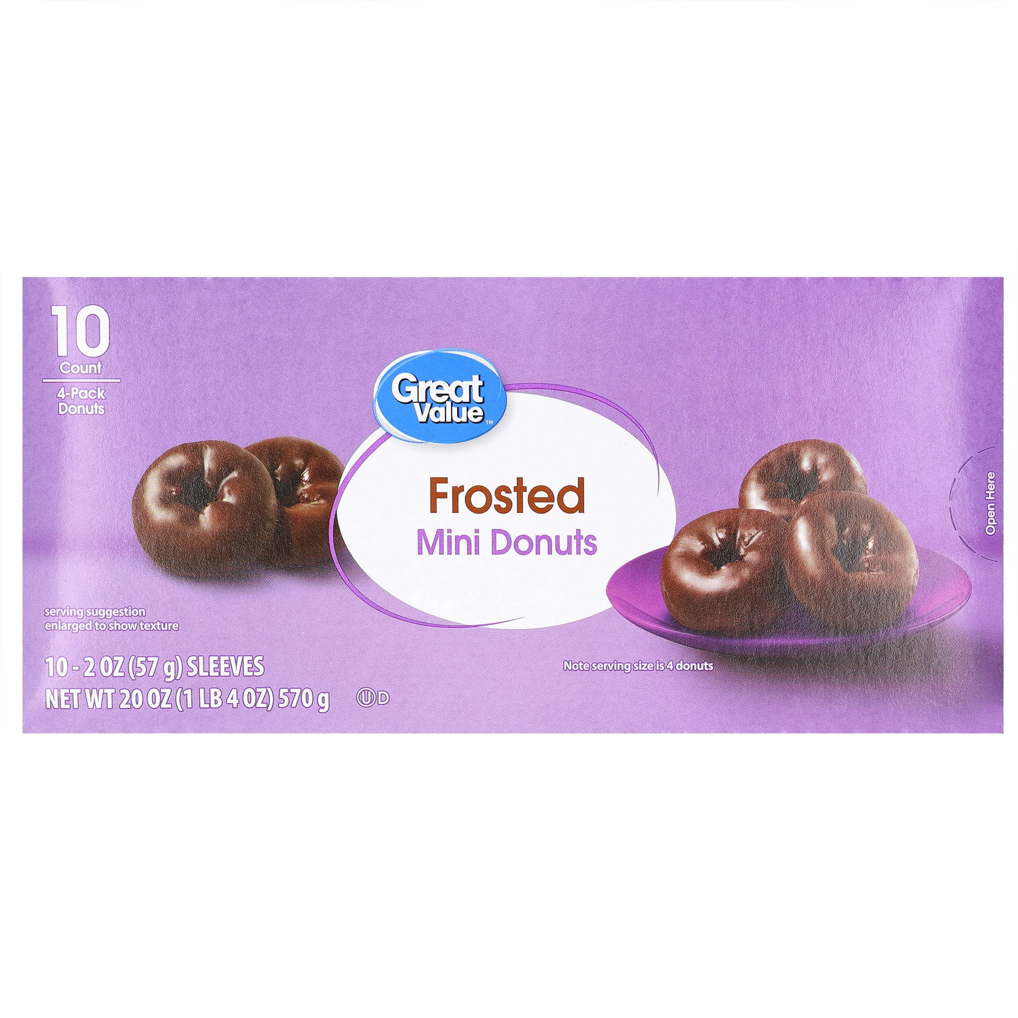 Great Value Frosted Mini Donuts, 2 oz, 10 Count