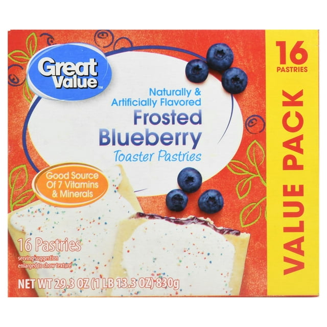 Great Value Frosted Toaster Pastries, Blueberry, 16 Count