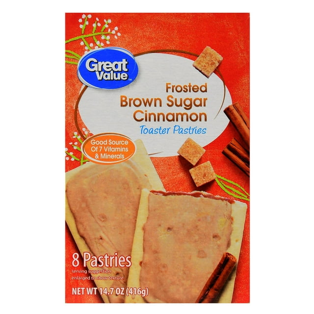 Great Value Frosted Toaster Pastries, Brown Sugar Cinnamon, 14.7 oz, 8