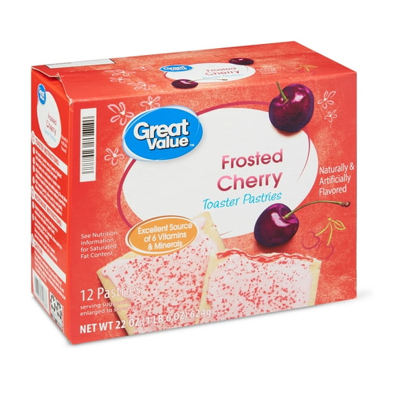 Great Value Frosted Toaster Pastries, Frosted Cherry, 22 oz, 12 Count