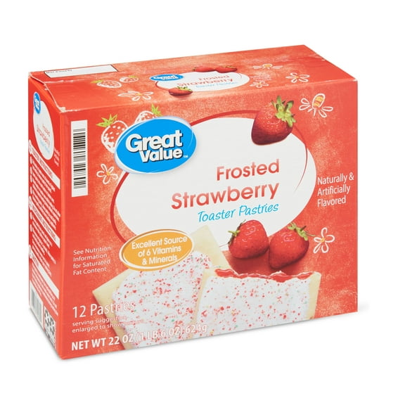 Great Value Frosted Toaster Pastries, Strawberry, 22 oz, 12 Count