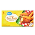 thumbnail image 1 of Great Value Frozen Appetizers Classic Corn Dogs, 16 oz, 6 Count (Frozen). Contains Wheat, Milk, Eggs and Soy, 1 of 8