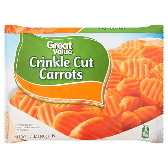 Great Value Frozen Crinkle Cut Carrots, 12 oz, Bag