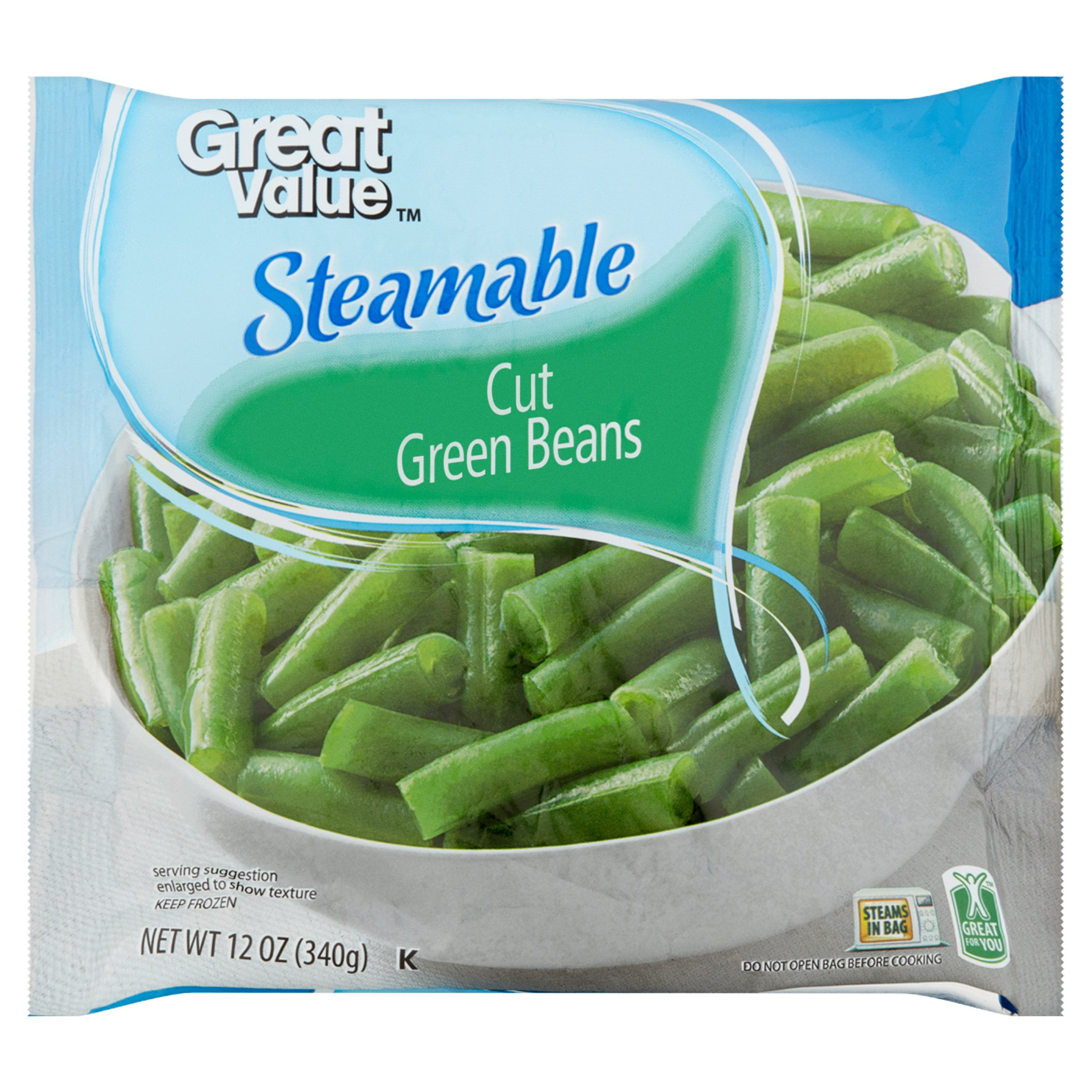 Great Value Frozen Cut Green Beans, 12 oz (Steamable)