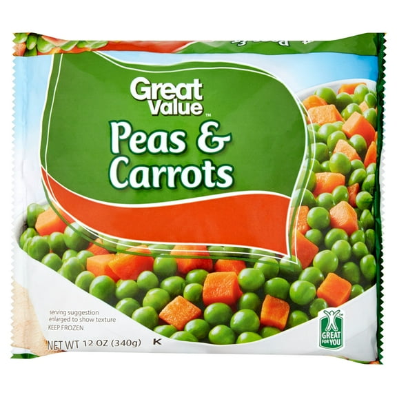 Great Value Frozen Peas and Carrots, 12 oz (Steamable)
