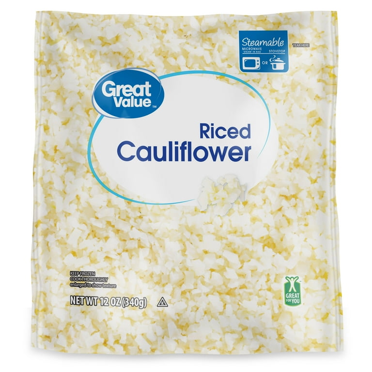 Great Value Frozen Riced Cauliflower 12 oz, Microwaveable, No