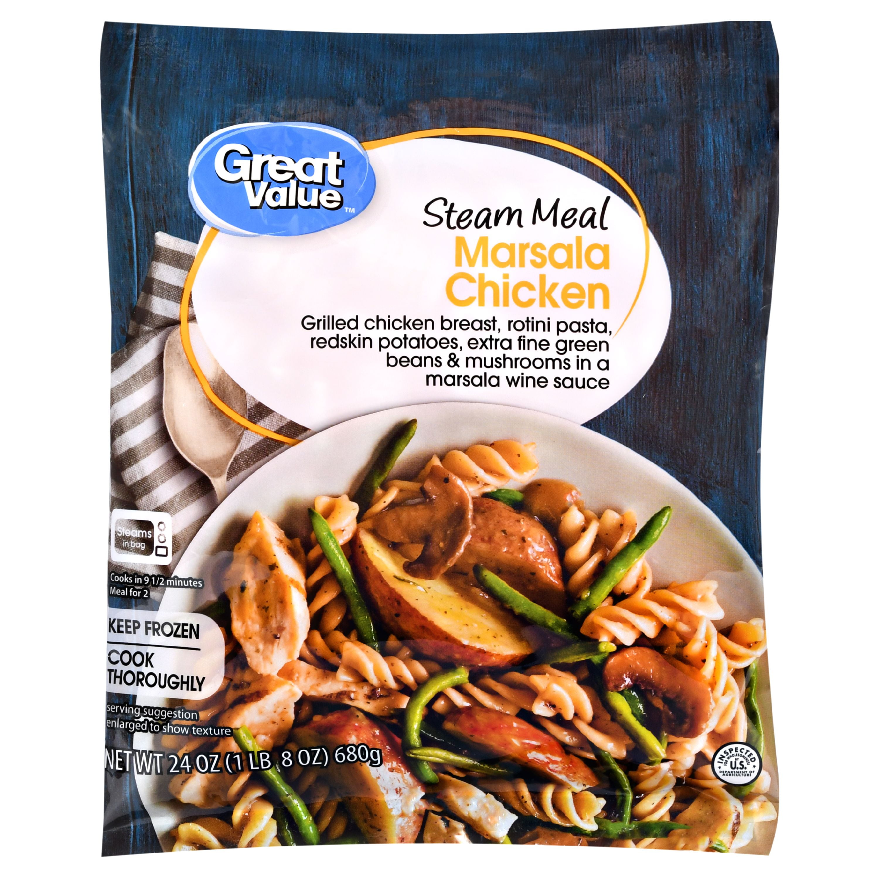 Great Value Frozen Steam Meal, Marsala Chicken, 24 oz