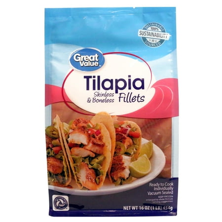 Great Value Frozen Tilapia Fillets, 1 lb Bag