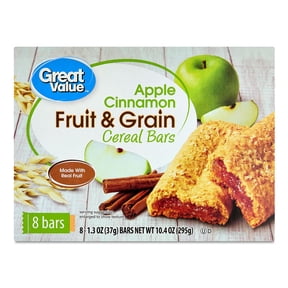 Great Value Fruit & Grain Cereal Bars, Strawberry, 1.3 oz, 8 Count ...