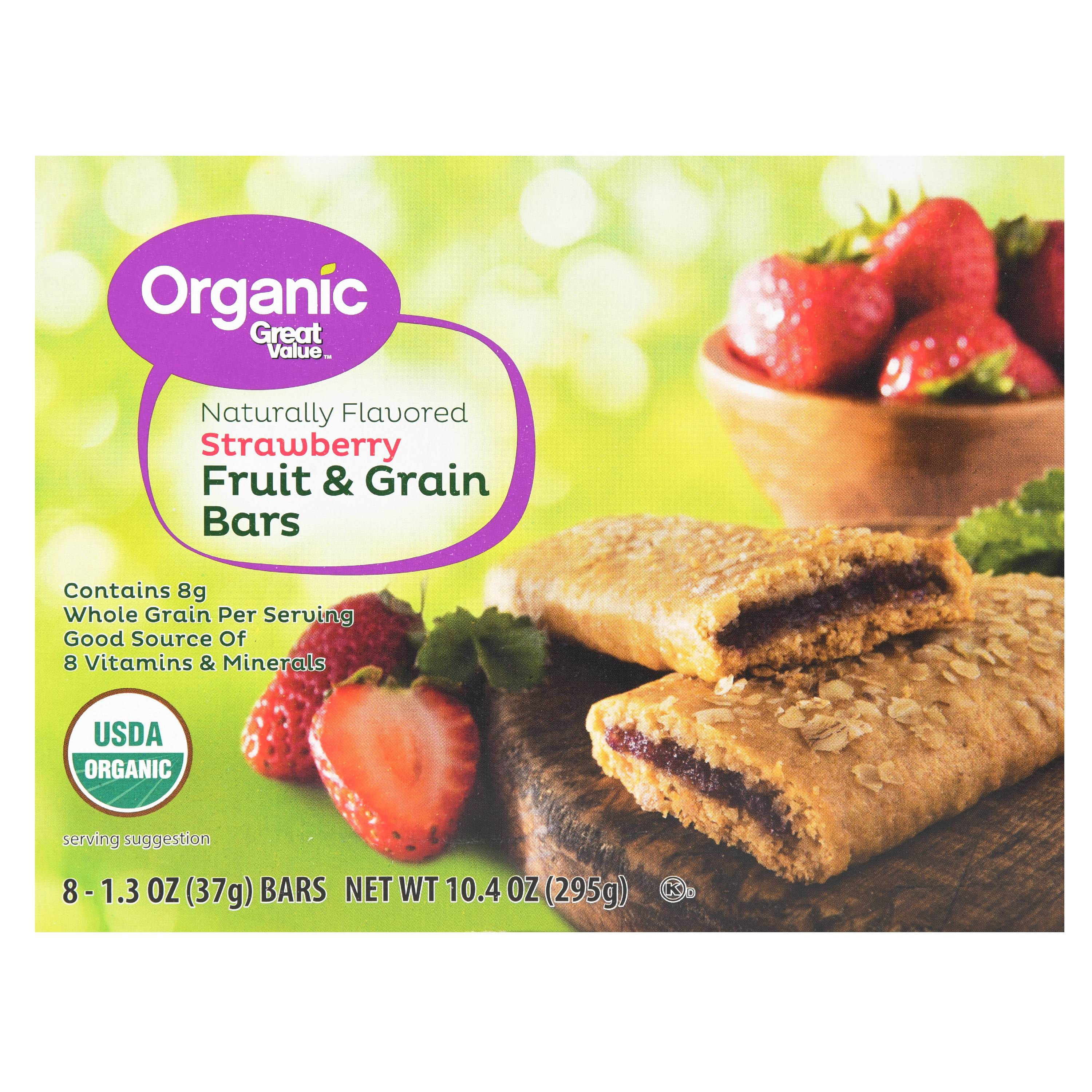 Great Value Fruit & Grain Cereal Bars, Strawberry, 10.4 oz, 8 Count