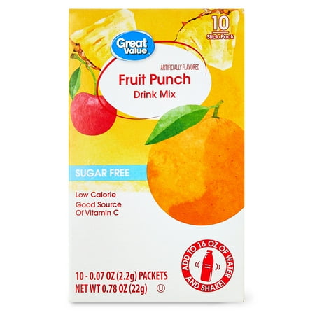 Great Value Fruit Punch Drink Mix, 0.78 oz, 10 Count