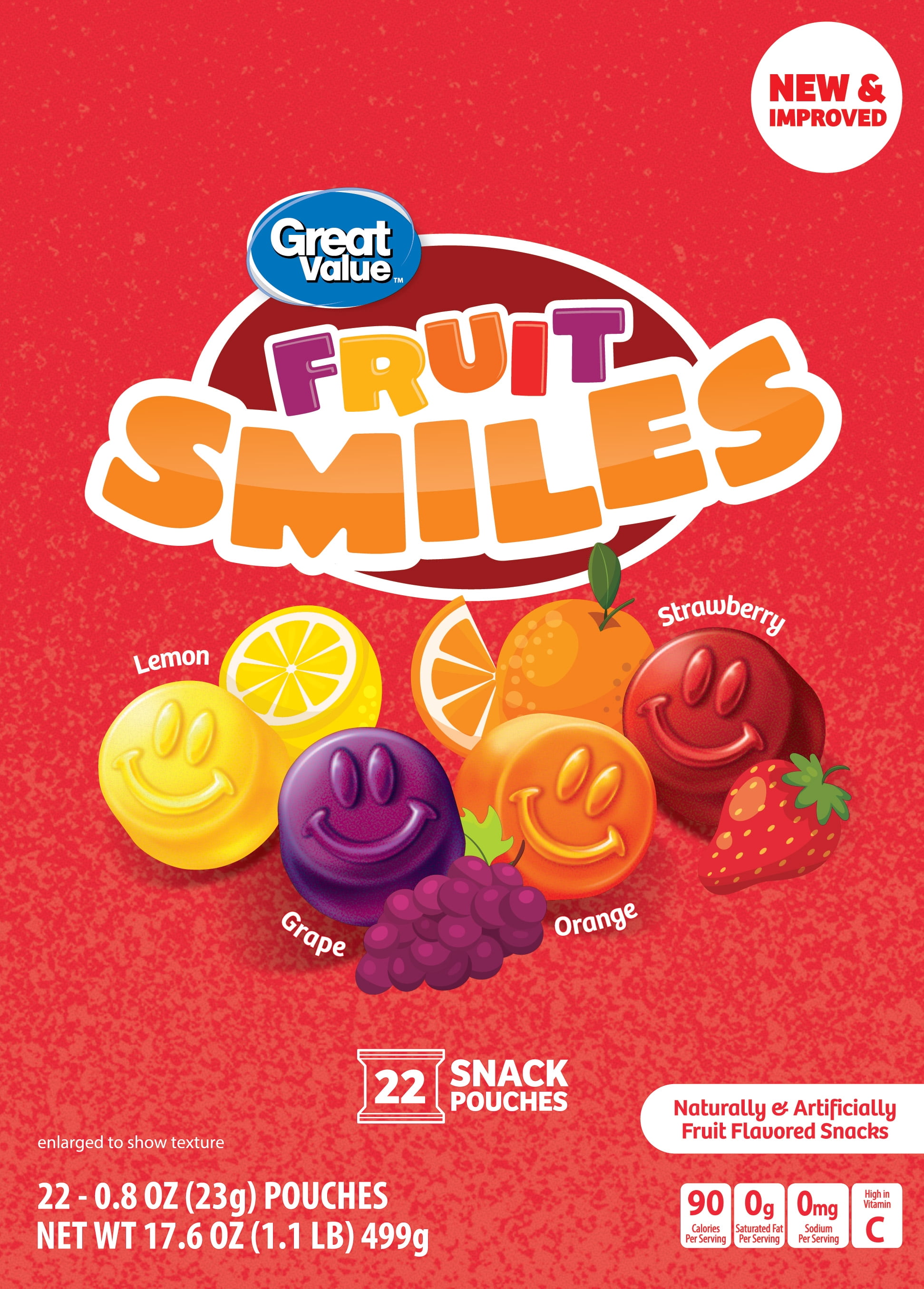Great Value Fruit Smiles Snacks, Original Flavor, 22 Count