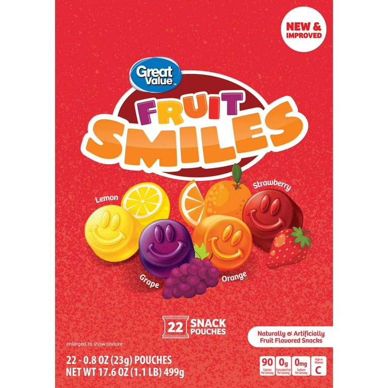 Great Value Fruit Smiles Snacks Original Flavor 22 Count with