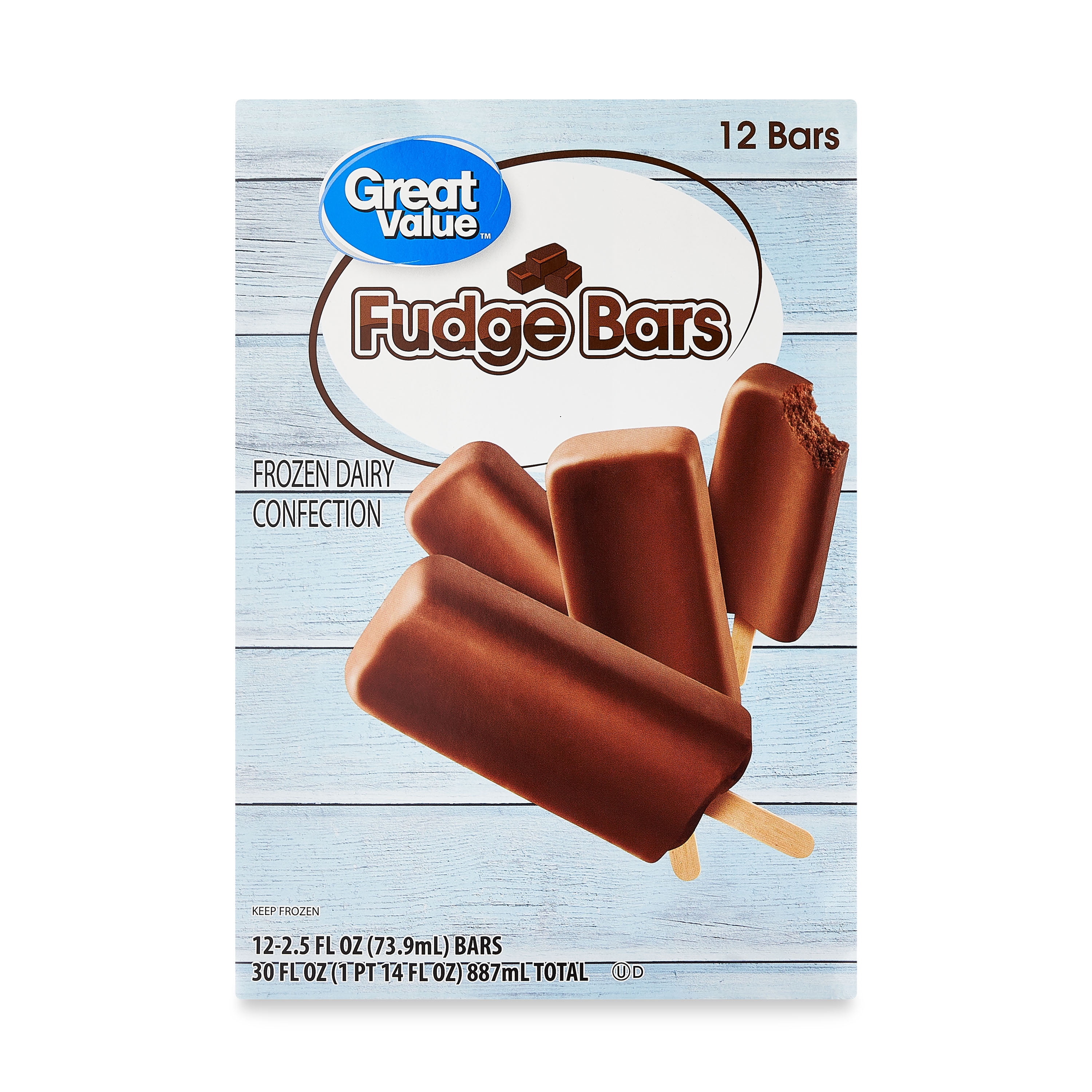 Great Value Fudge Ice Cream Bars, 2.5 fl oz, 12 Count - Walmart.com