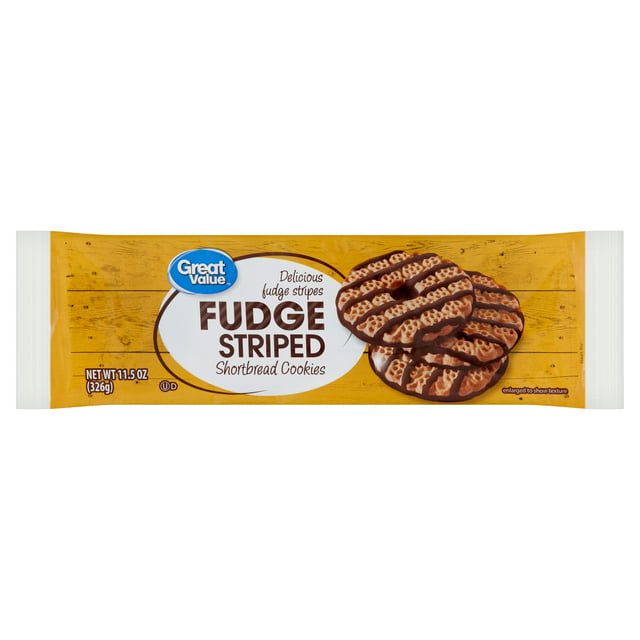 Great Value Fudge Striped Shortbread Cookies, 27 Count, 11.5 oz