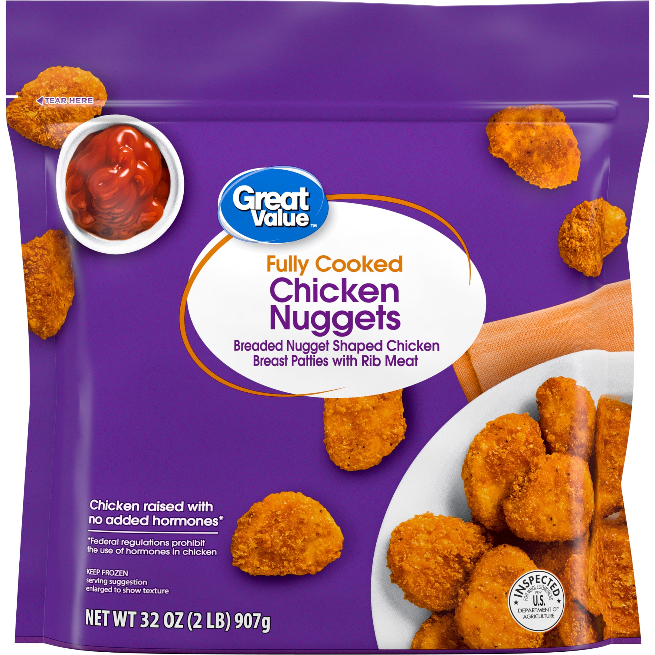Great Value Fully Cooked Chicken Nuggets, 32 oz (Frozen)