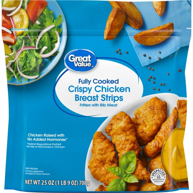 Great Value Fully Cooked Chicken Strips, 25 oz (Frozen)
