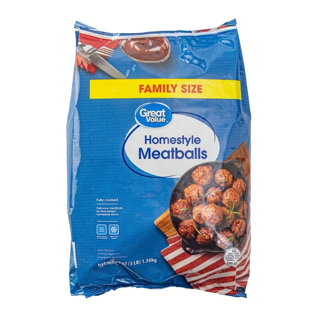 Great Value Fully Cooked Homestyle Meatballs, Family Size, 48 oz