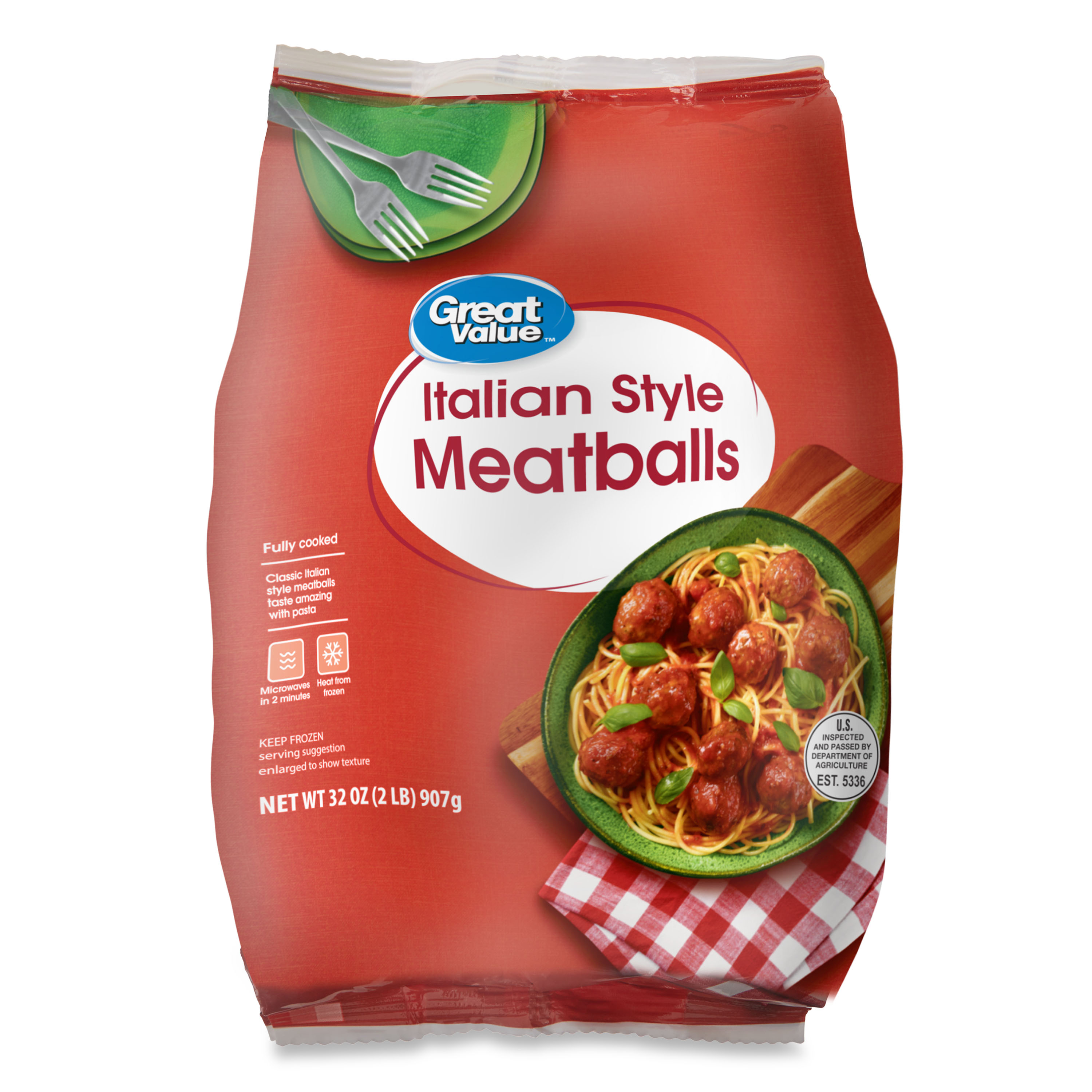 Great Value Fully Cooked Italian Style Meatballs, 32 oz (Frozen) - image 1 of 8