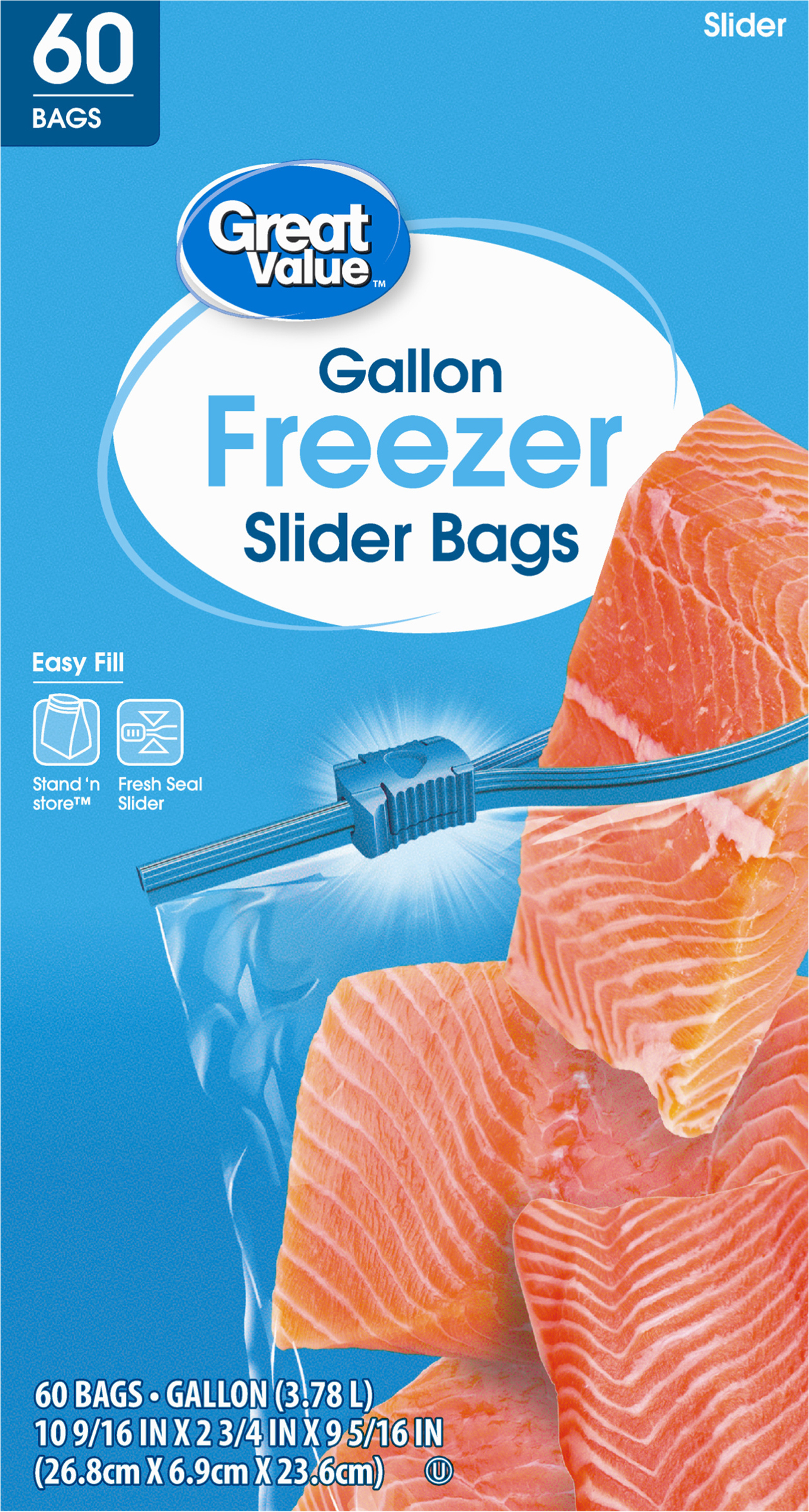Great Value Gallon Freezer Guard Slider Zipper Bags, 60 Count - image 1 of 7