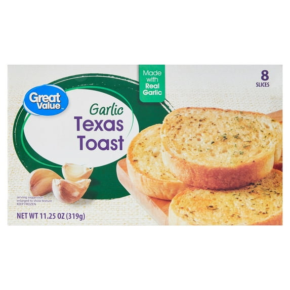Great Value Garlic Texas Toast, 11.25 oz, 8 Count (Frozen)