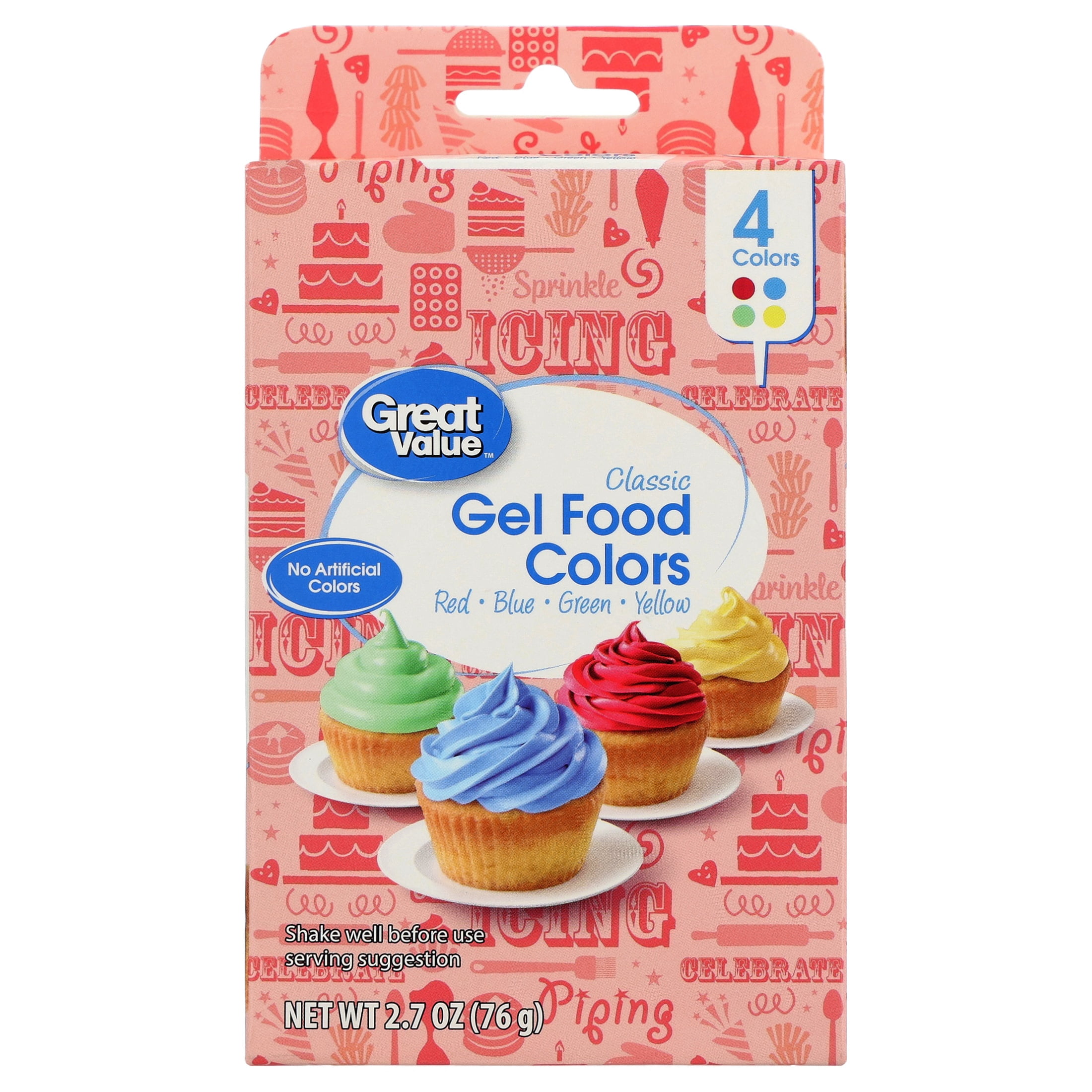 Great Value Gel Food Colors, Classic Colors, 2.7 oz