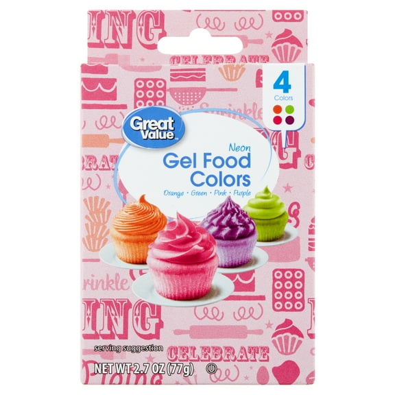 Great Value Gel Food Colors, Neon Multicolor, 2.7 oz