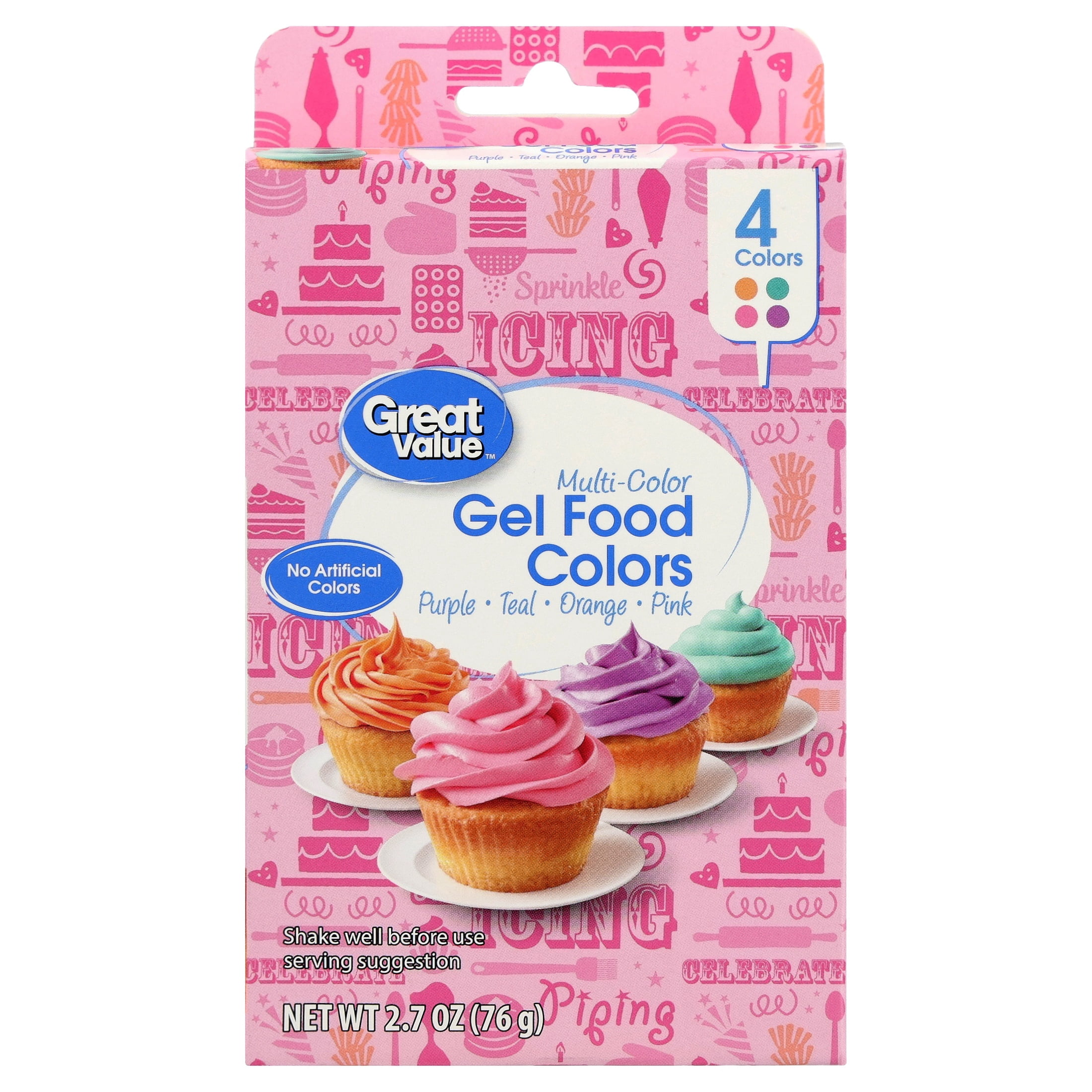 Great Value Gel Food Colors, Vibrant Multicolor, 2.7 oz