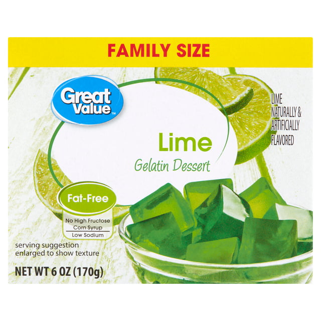 Great Value Gelatin Dessert Family Size Lime, 6 oz - Walmart.com