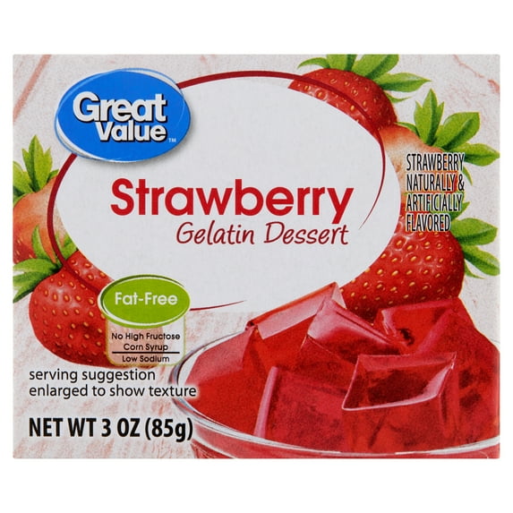 Great Value Strawberry Gelatin Dessert, 3 oz
